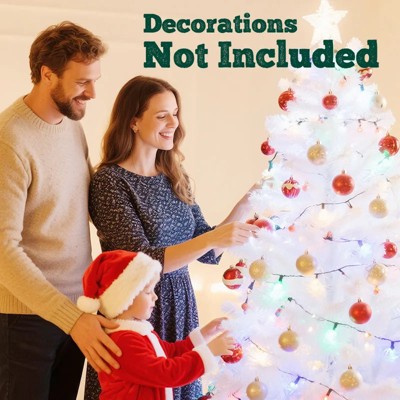 7ft/8ft Artificial Christmas Tree with Snow Flocked Xmas Tree W/1000 Branch Tips, Foldable Metal Stand, White