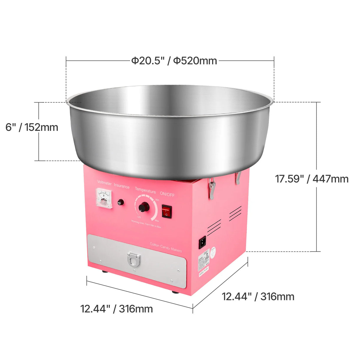 SucceBuy Electric Cotton Candy Machine 1000W Commercial Candy Floss Maker with Stainless Steel Bowl for Birthday Family Party