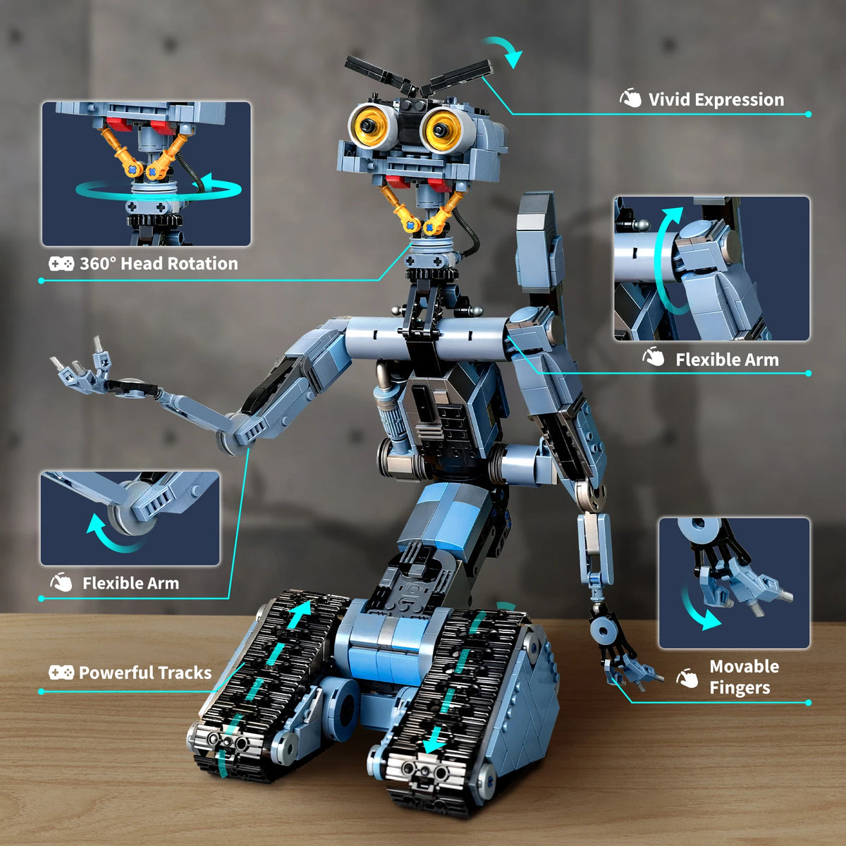 1176 Pieces Johnny 5 Robot Building Blocks Set Short Circuit Robot Model Classic Movie Creative Christmas Gift for Adult Fan