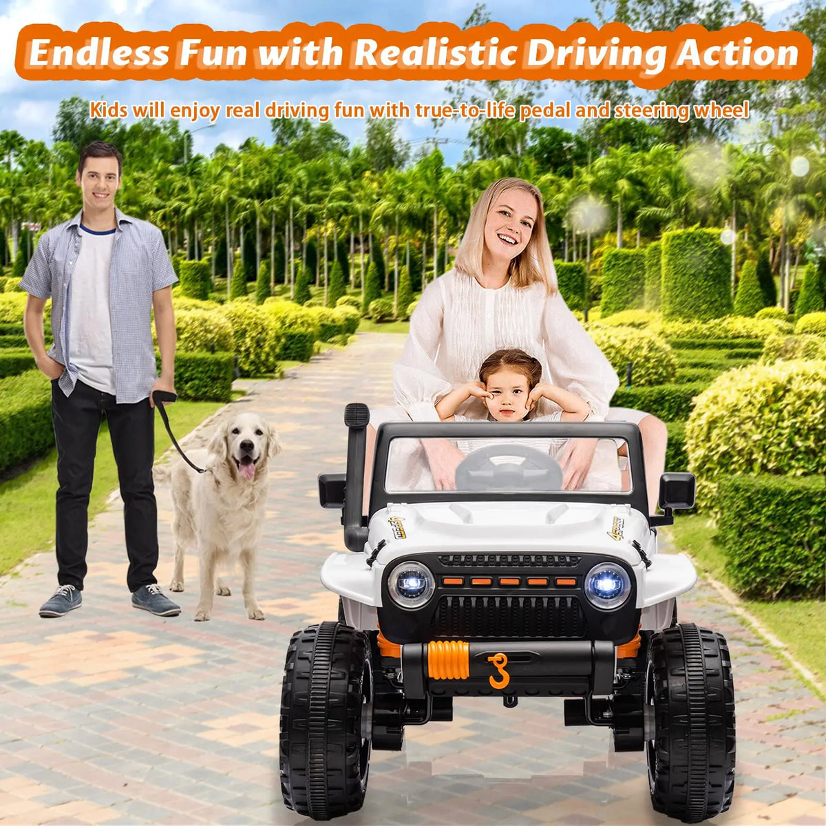 24V 2 Seater Kids Ride On Electric Truck With Remote Control, 4x55W Motors, 4WD/2WD, LED Lights, Music Player, 220 lb Capacity, 2-4 MPH