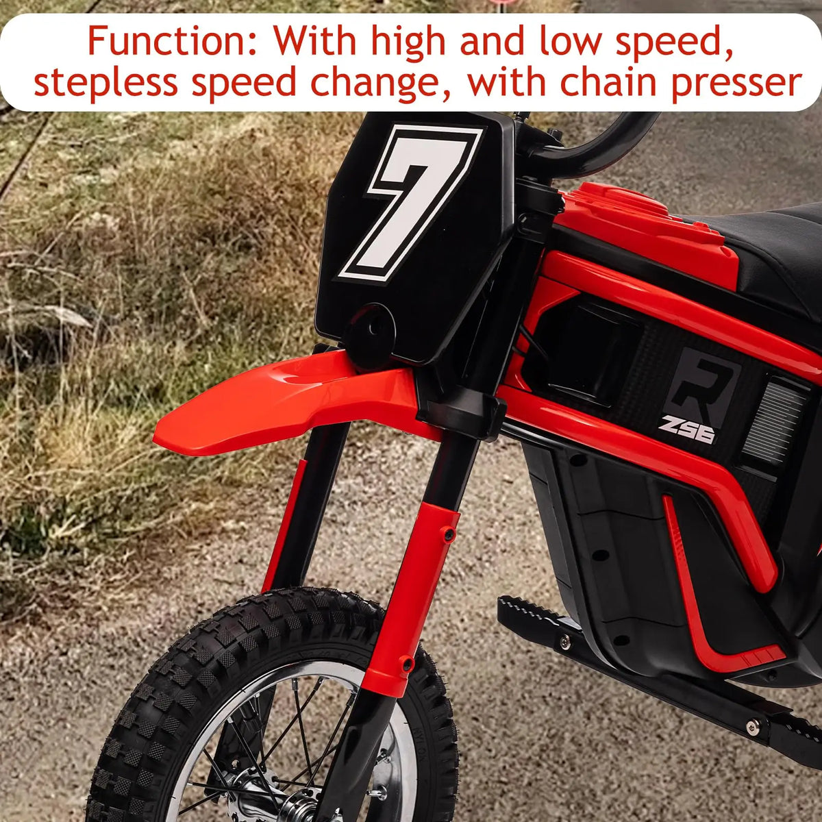 24V 350W Kids Electric Dirt Bike All Terrain Ride On Motorcycle, 3 Speeds To 14.5 MPH, 12in Tires, Suspension, 135lb Load Gift