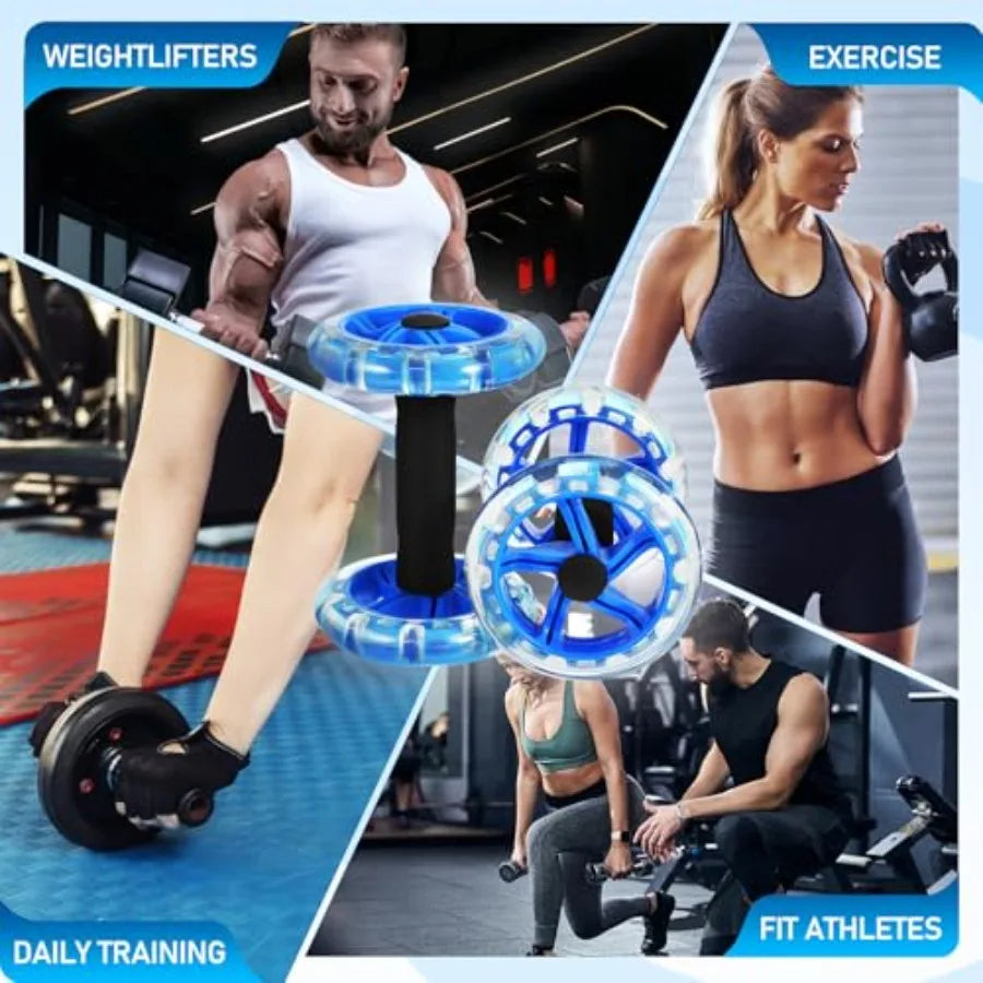 2PCS Dual Ab Roller Wheels for Core Workout, Stable Abdominal Exercise Equipment with Non-Slip Handles, Home Gym Fitness Tool f