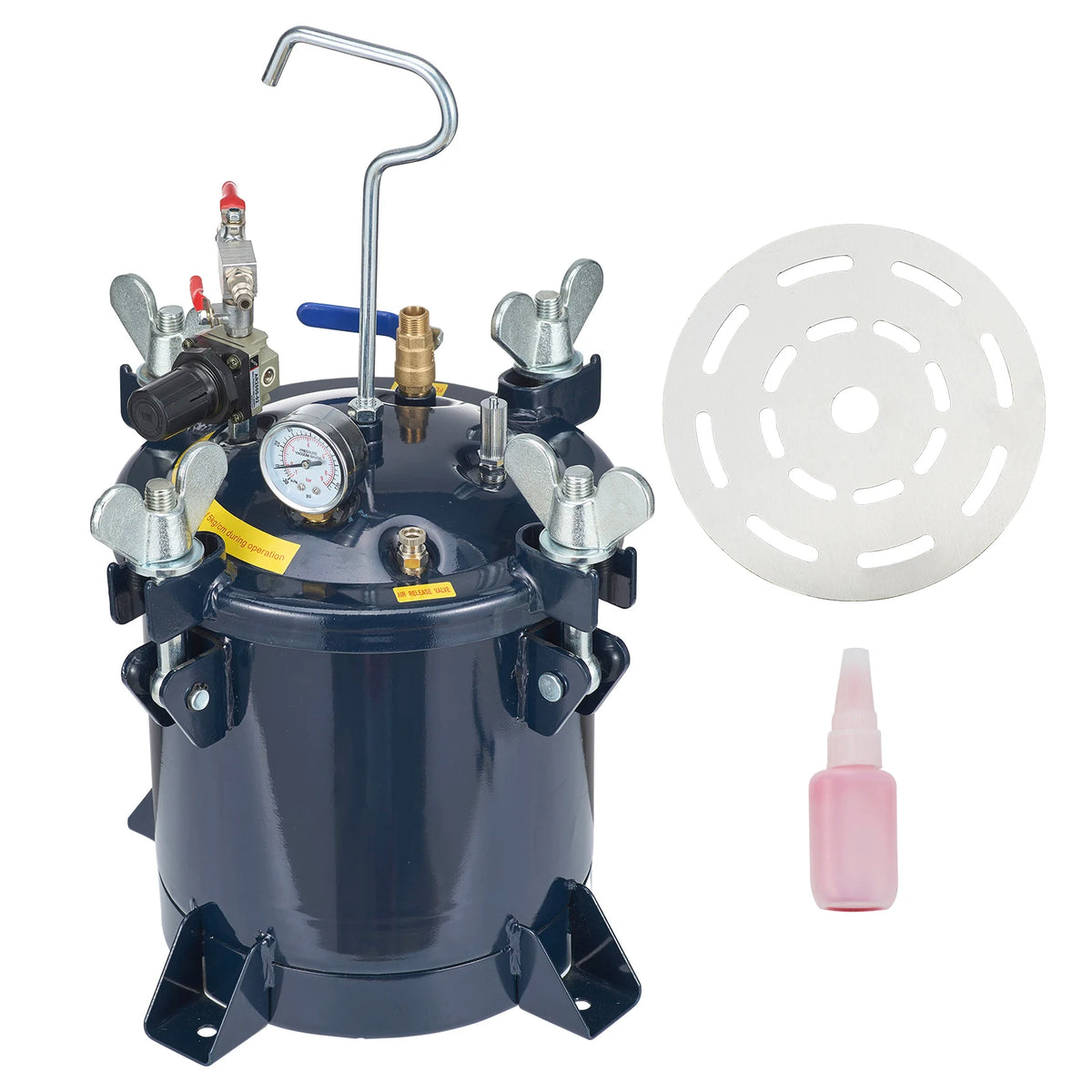 SucceBuy 10L Spray Paint Pressure Pot Tank Air Paint Pressure Pot Metal Rack Leak Repair Sealant for Industry Home Construction