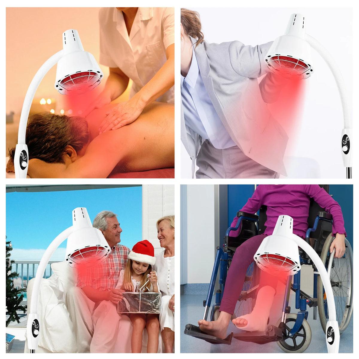 Infrared Heat Lamp, 275W Therapy Lamp for Body or Pain Relief, Adjustable Temperature and Angle Therapeutic Lamp for Home