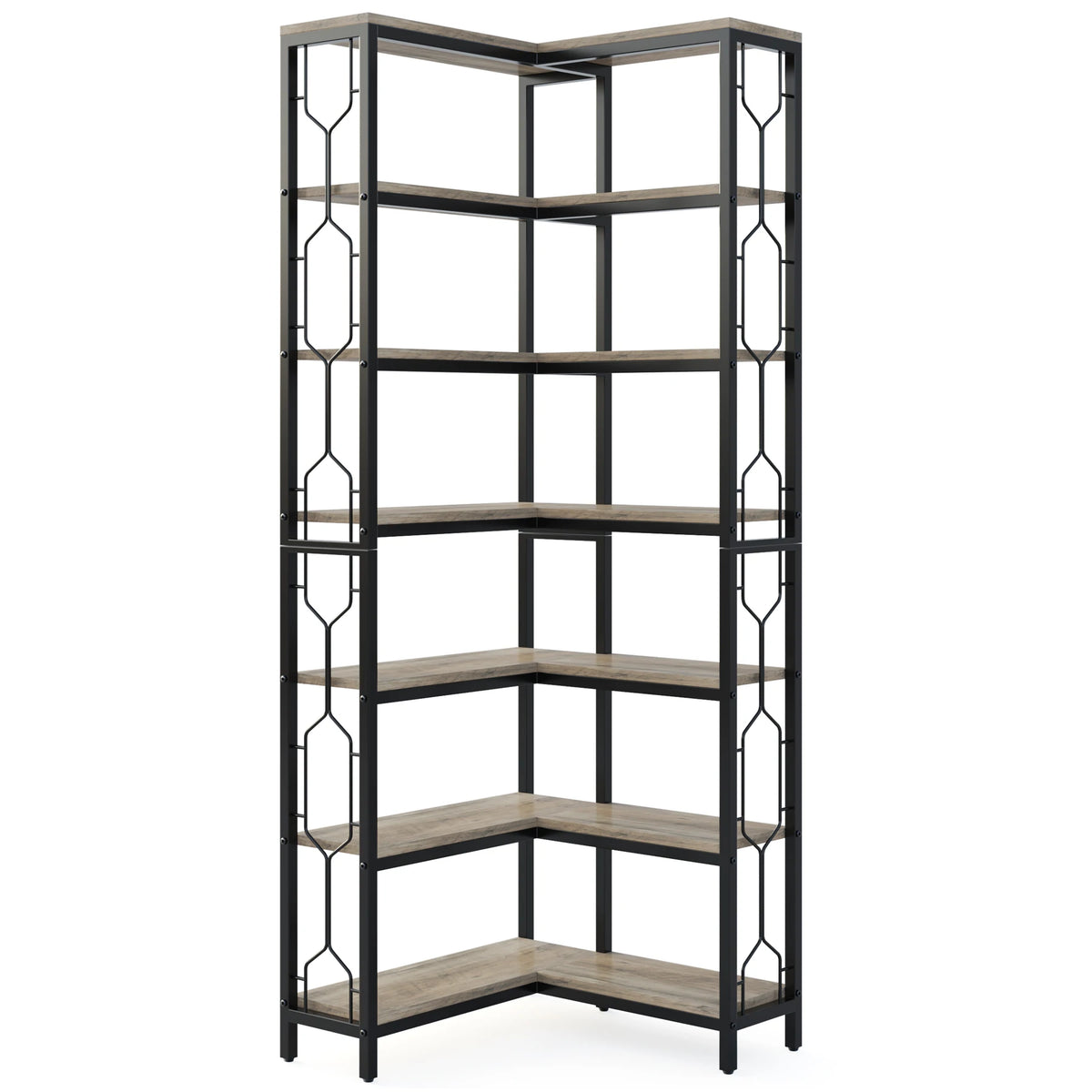 Tribesigns 7-Shelf Corner Bookshelf,Large Modern Corner Bookcase, 7-Tier Tall Corner Shelf Storage Display Rack with Metal Frame