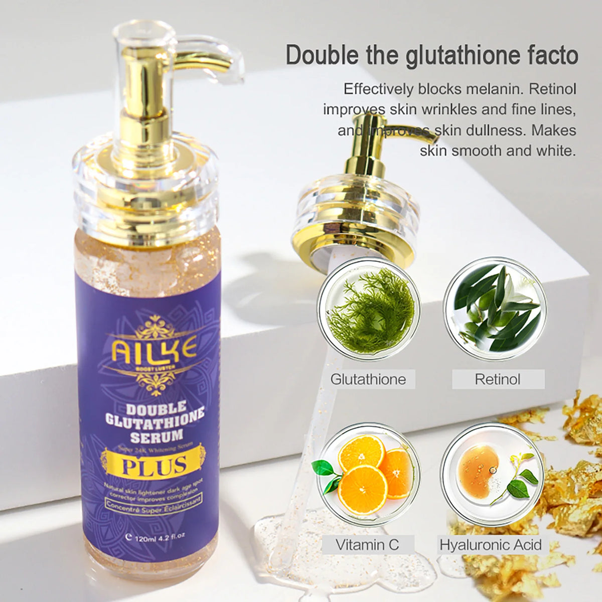AILKE Glutathione PLUS Skin Care Set, Advanced Lightening Lotion, Moisturizes, Softens Skin, Skin Glowing Range for Men Women