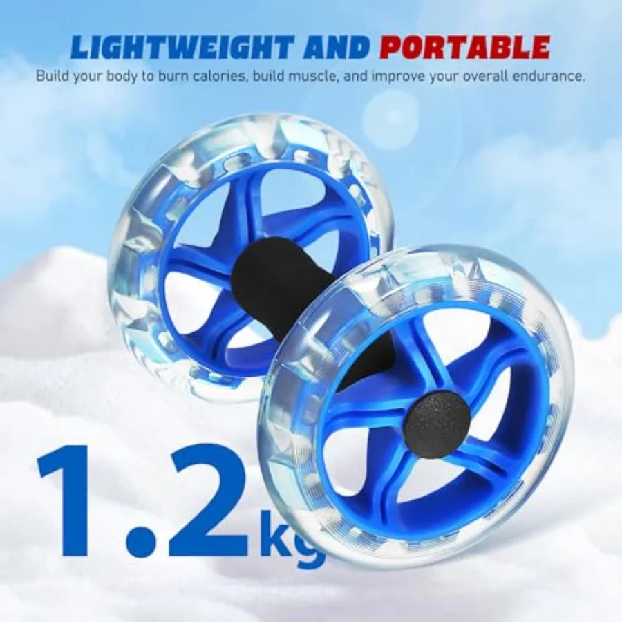 2PCS Dual Ab Roller Wheels for Core Workout, Stable Abdominal Exercise Equipment with Non-Slip Handles, Home Gym Fitness Tool f