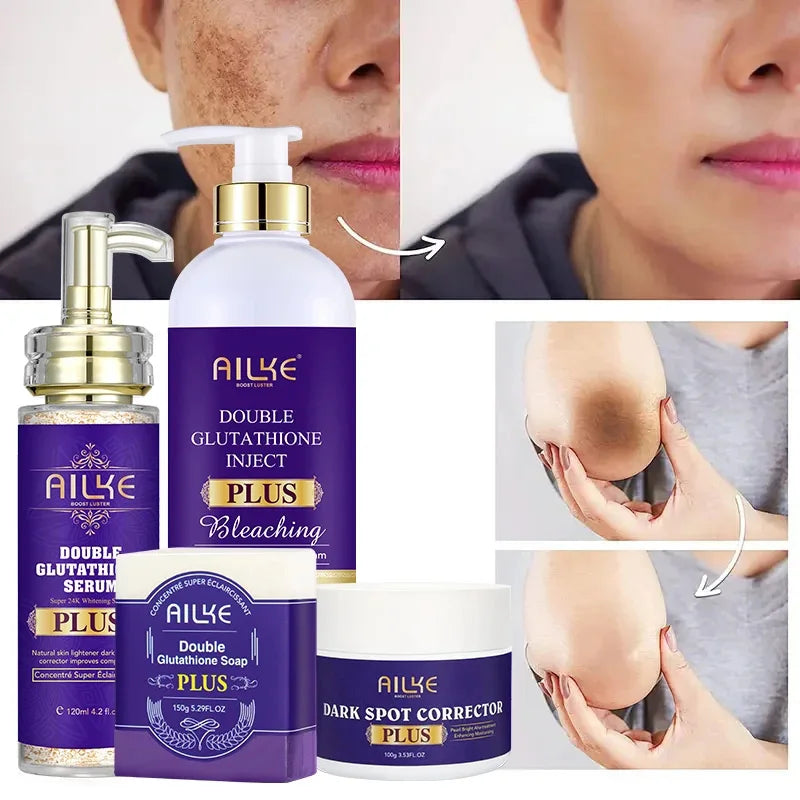 AILKE Glutathione PLUS Skin Care Set, Advanced Lightening Lotion, Moisturizes, Softens Skin, Skin Glowing Range for Men Women