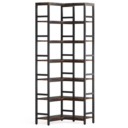 Tribesigns 7-Shelf Corner Bookshelf,Large Modern Corner Bookcase, 7-Tier Tall Corner Shelf Storage Display Rack with Metal Frame