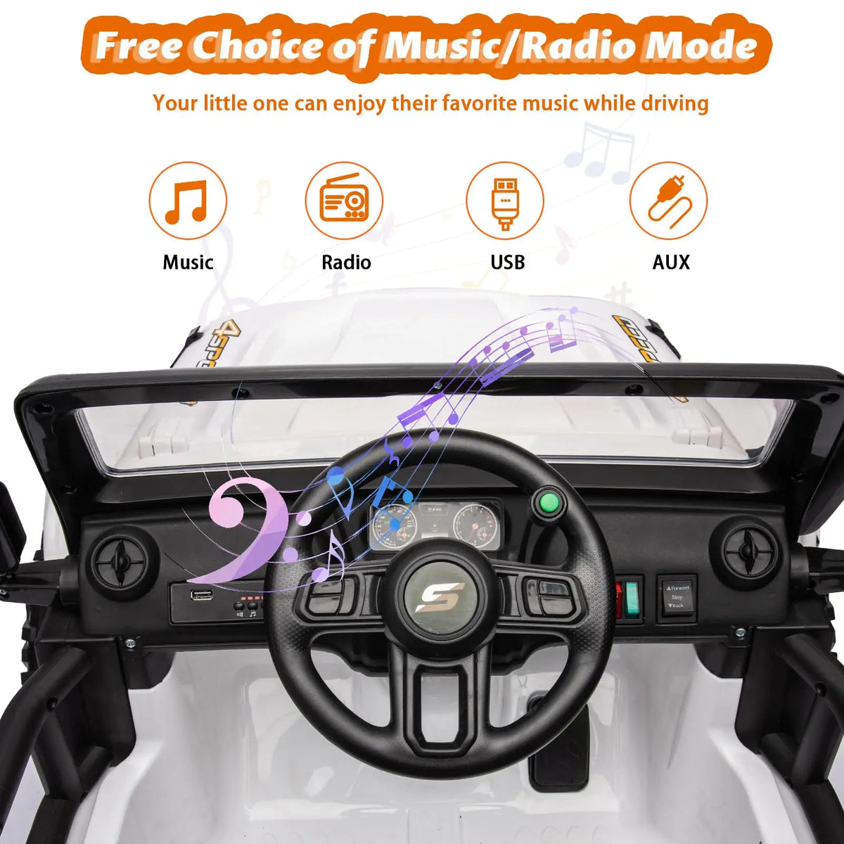 24V 2 Seater Kids Ride On Electric Truck With Remote Control, 4x55W Motors, 4WD/2WD, LED Lights, Music Player, 220 lb Capacity, 2-4 MPH