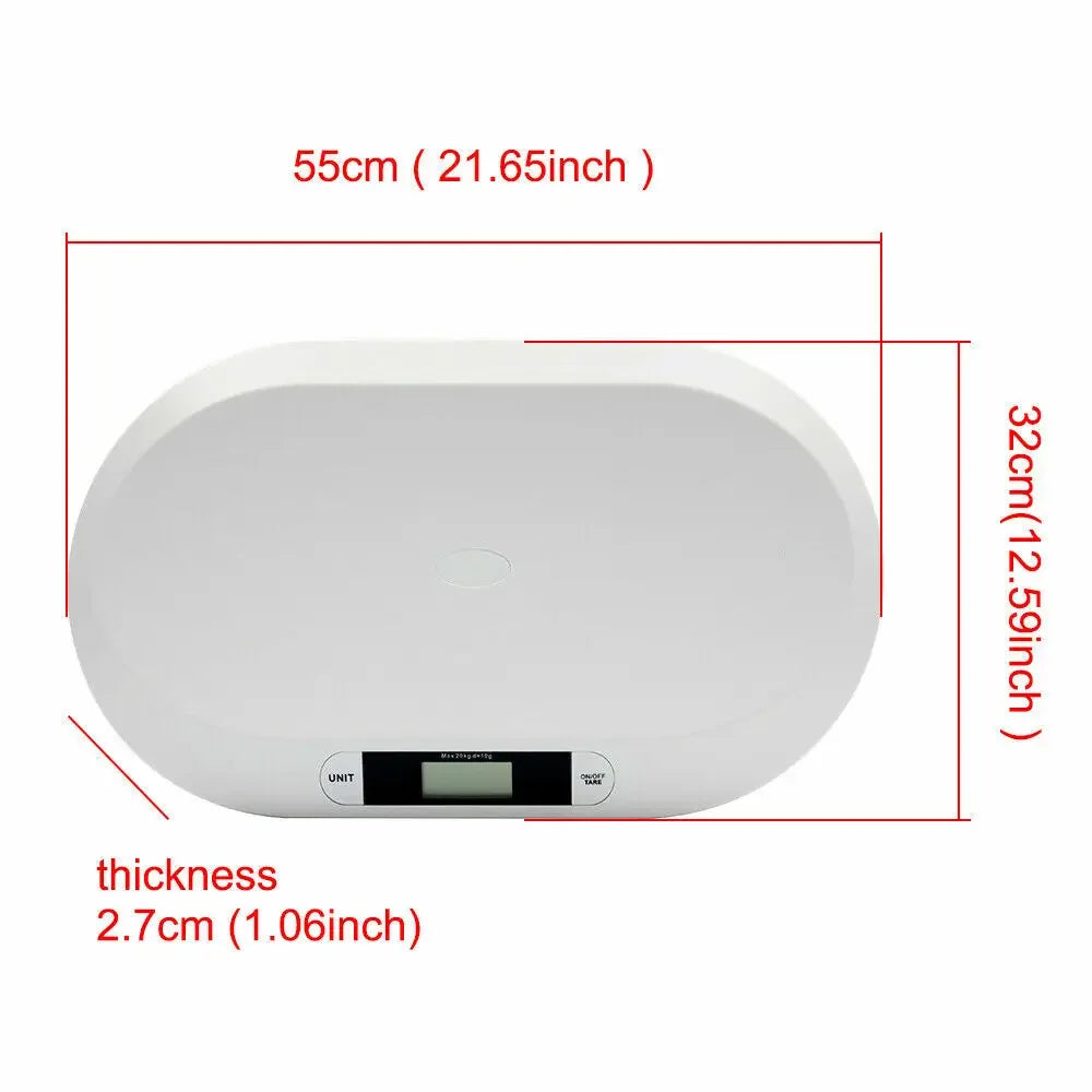 Digital Baby Scale with 20kg Capacity Kitchen Scales Pet Scale Tare Function Accurate Measurement for Infant & Pet Weighing