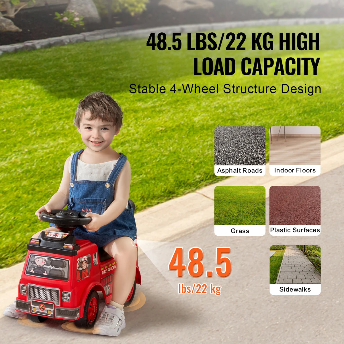 SucceBuy Ride On Push Car Kids Ride On Car with Music Steering Wheel & Under Seat Storage for Toddlers Ages 3-12 Ride Racer