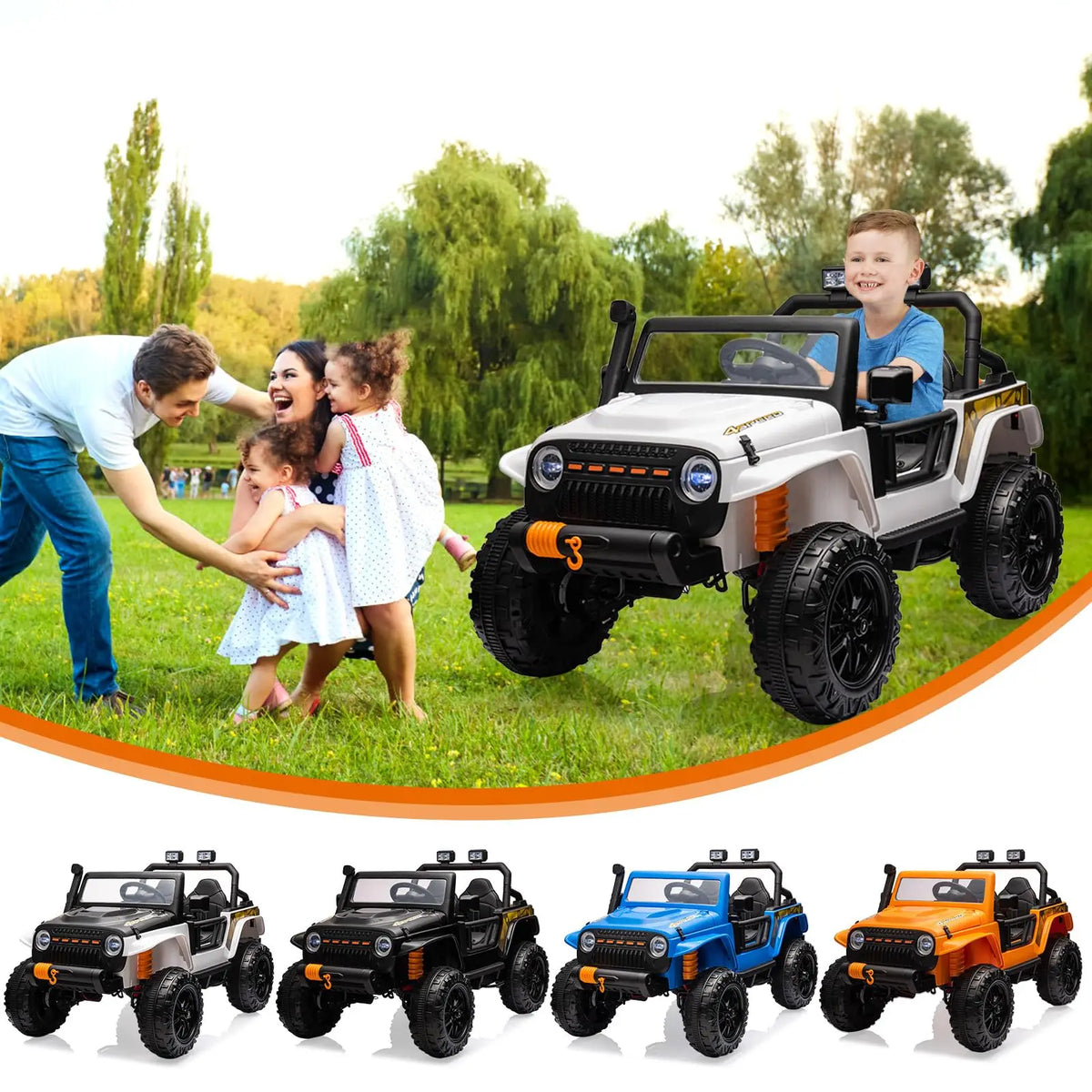 24V 2 Seater Kids Ride On Electric Truck With Remote Control, 4x55W Motors, 4WD/2WD, LED Lights, Music Player, 220 lb Capacity, 2-4 MPH