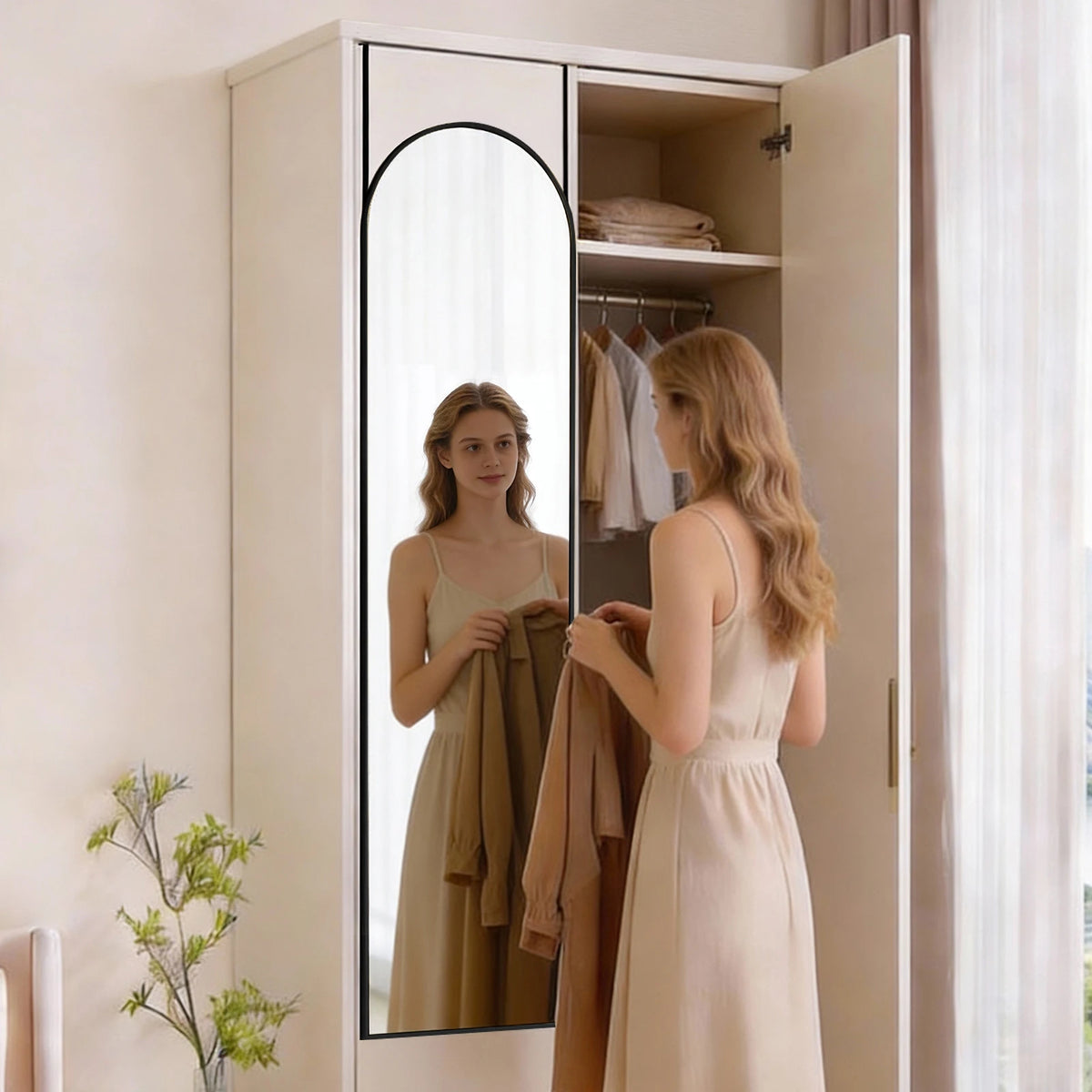 JHK 47"x14" Full Body Wall Mirror Standing Hanging or Leaning Wall-Mounted Mirrors with Stand Aluminum Alloy Frame Living Room