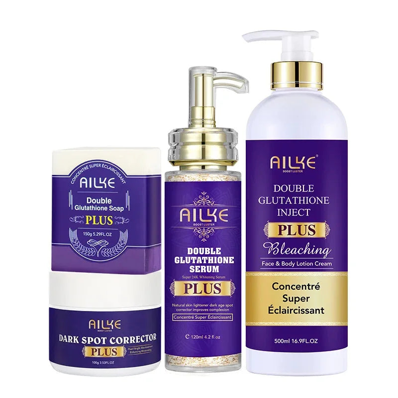 AILKE Glutathione PLUS Skin Care Set, Advanced Lightening Lotion, Moisturizes, Softens Skin, Skin Glowing Range for Men Women