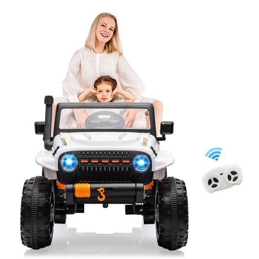 24V 2 Seater Kids Ride On Electric Truck With Remote Control, 4x55W Motors, 4WD/2WD, LED Lights, Music Player, 220 lb Capacity, 2-4 MPH
