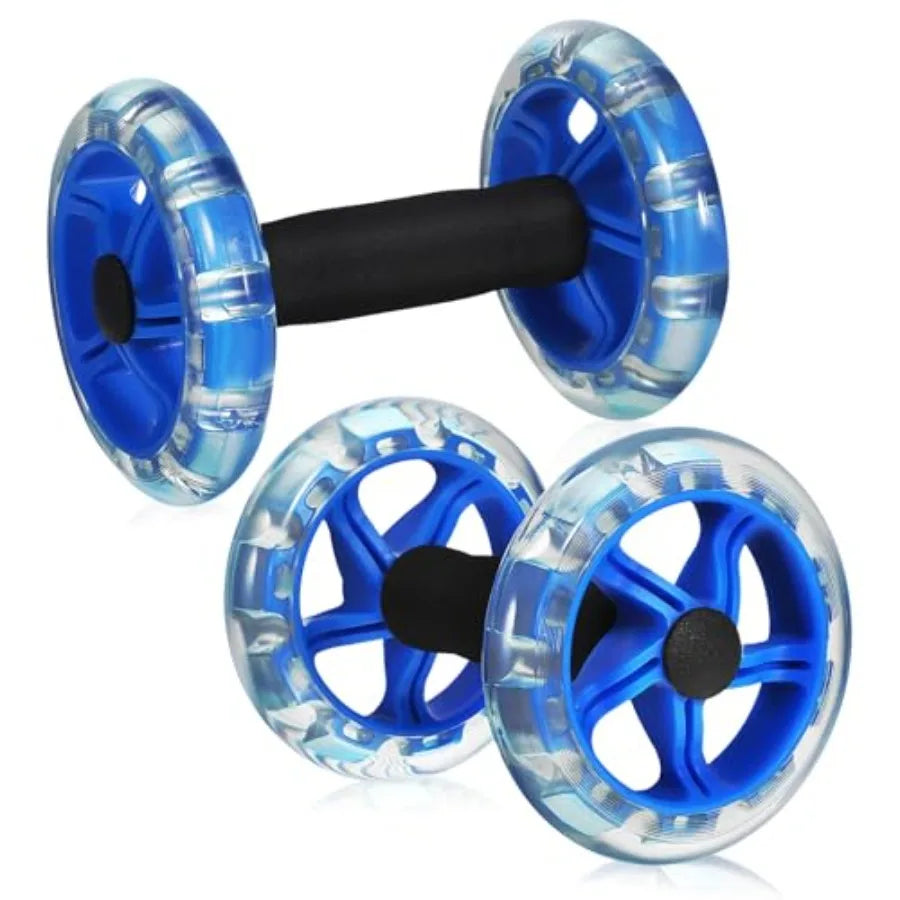 2PCS Dual Ab Roller Wheels for Core Workout, Stable Abdominal Exercise Equipment with Non-Slip Handles, Home Gym Fitness Tool f