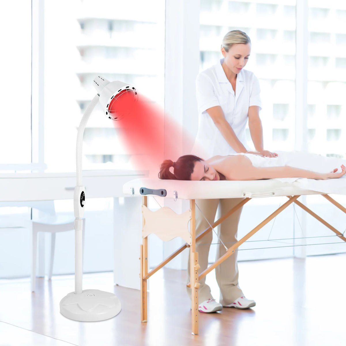 Infrared Heat Lamp, 275W Therapy Lamp for Body or Pain Relief, Adjustable Temperature and Angle Therapeutic Lamp for Home