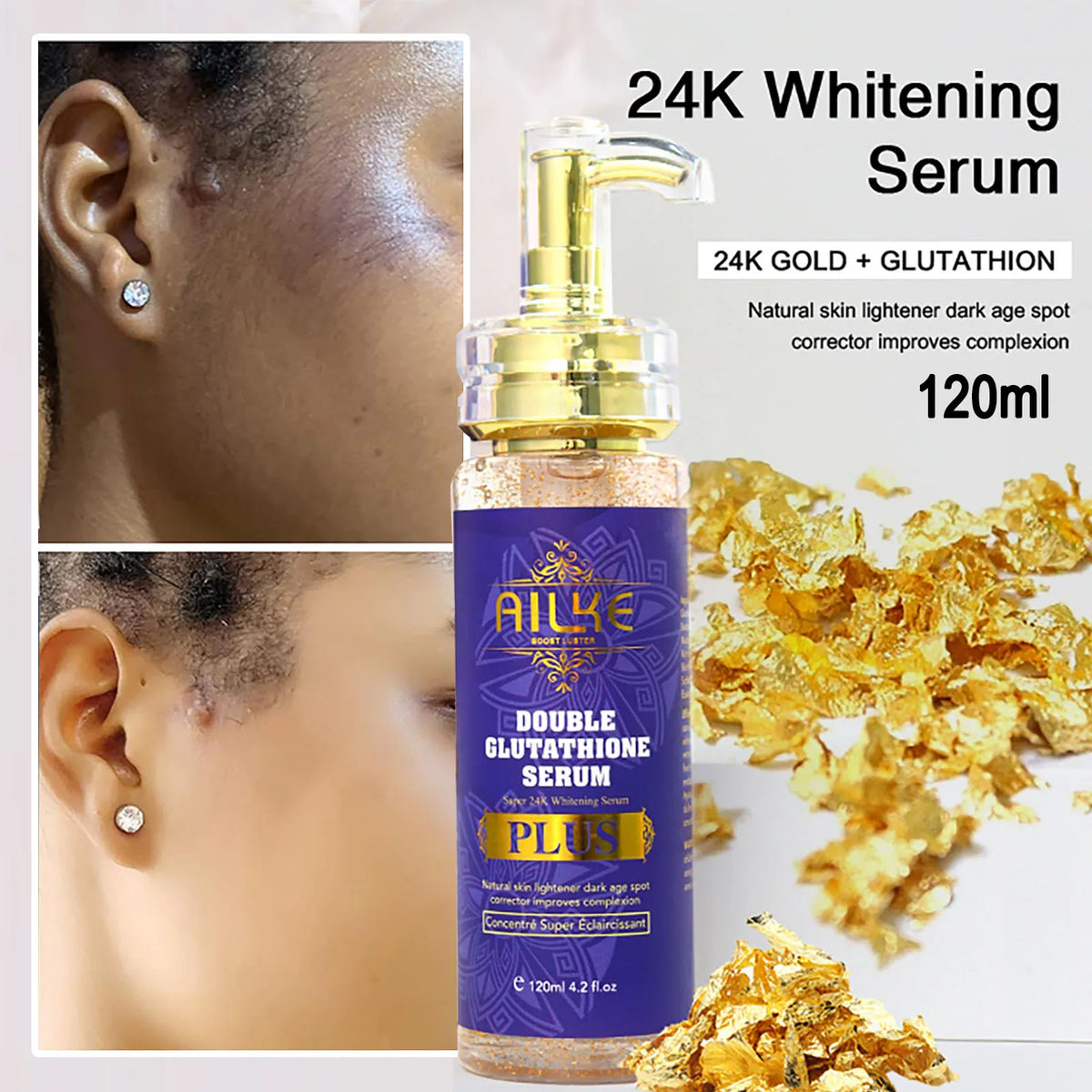 AILKE Glutathione PLUS Skin Care Set, Advanced Lightening Lotion, Moisturizes, Softens Skin, Skin Glowing Range for Men Women