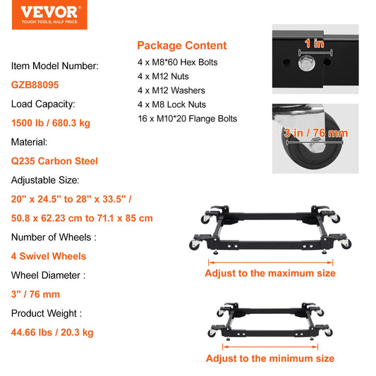SucceBuy 1500Lbs Washing Machine Stand Movable Refrigerator Mobile Roller Base with Wheels Adjustable Bracket for Home Appliance