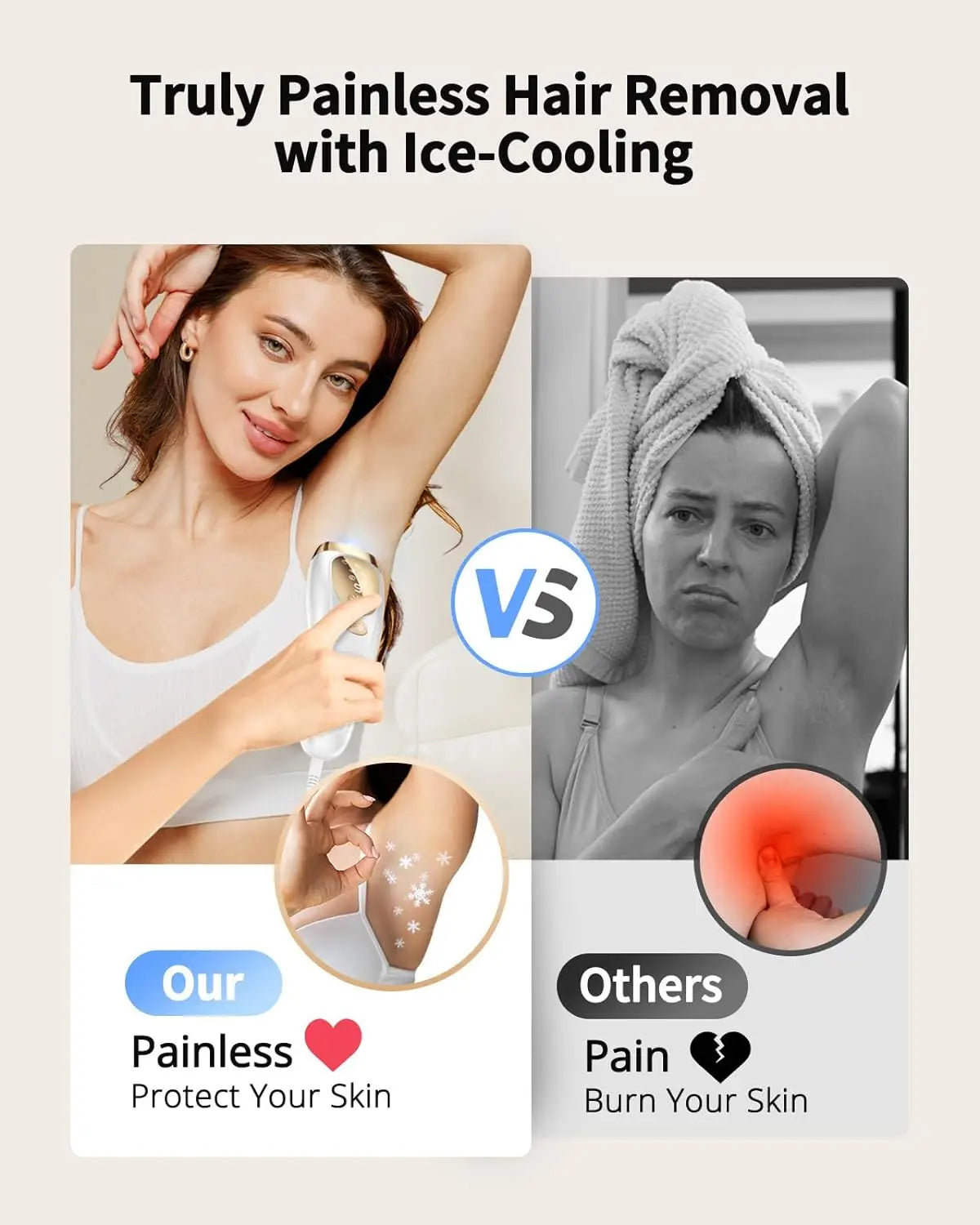 IPL Hair Removal with Ice Cooling Care Function for Women Men Permanent,Unlimited Flashes Painless Epilator IPL Hair Remover