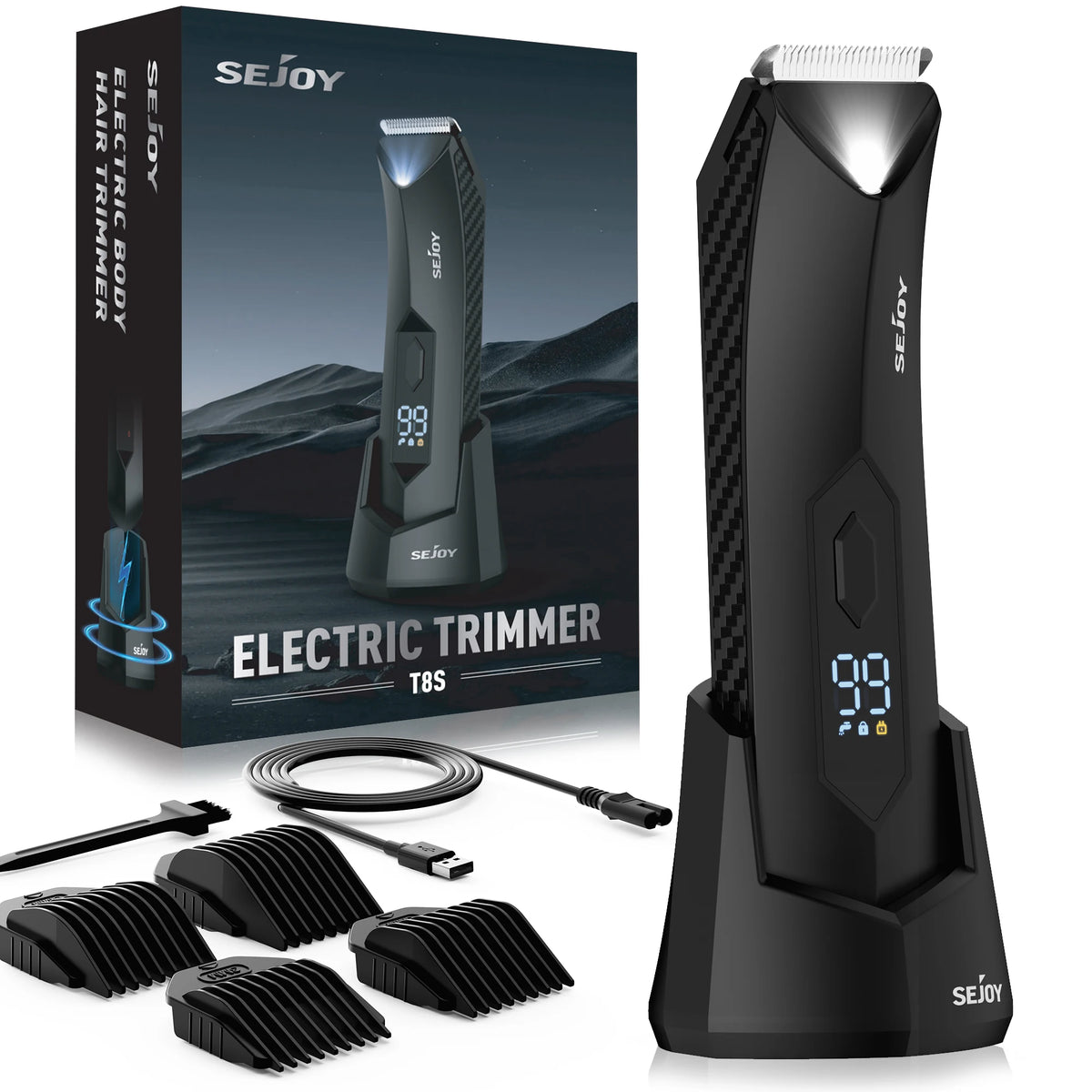 Sejoy Shaver for Men Ball Trimmer for Groin Pubic Grooming Body Hair Trimmer Replaceable Ceramic Blade Heads Electric Razor