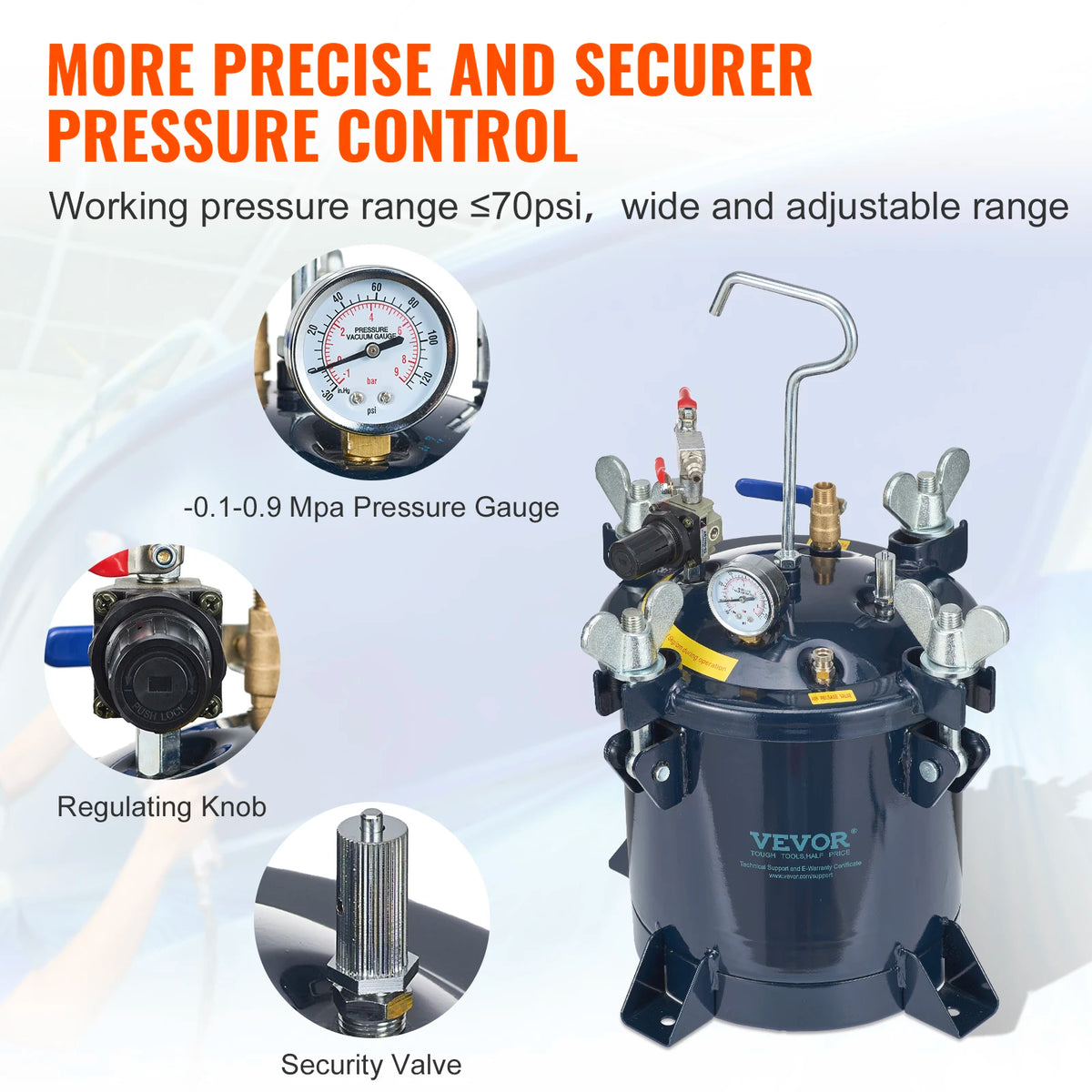 SucceBuy 10L Spray Paint Pressure Pot Tank Air Paint Pressure Pot Metal Rack Leak Repair Sealant for Industry Home Construction