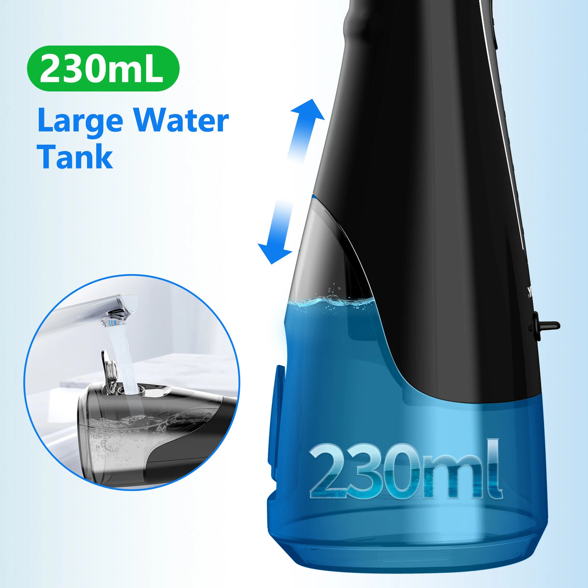 Sejoy Portable Electric Water Flosser Oral Irrigator Dental Teeth Whitening strips 230ML Tank 5 Modes 5 Jet Tips For Home Travel