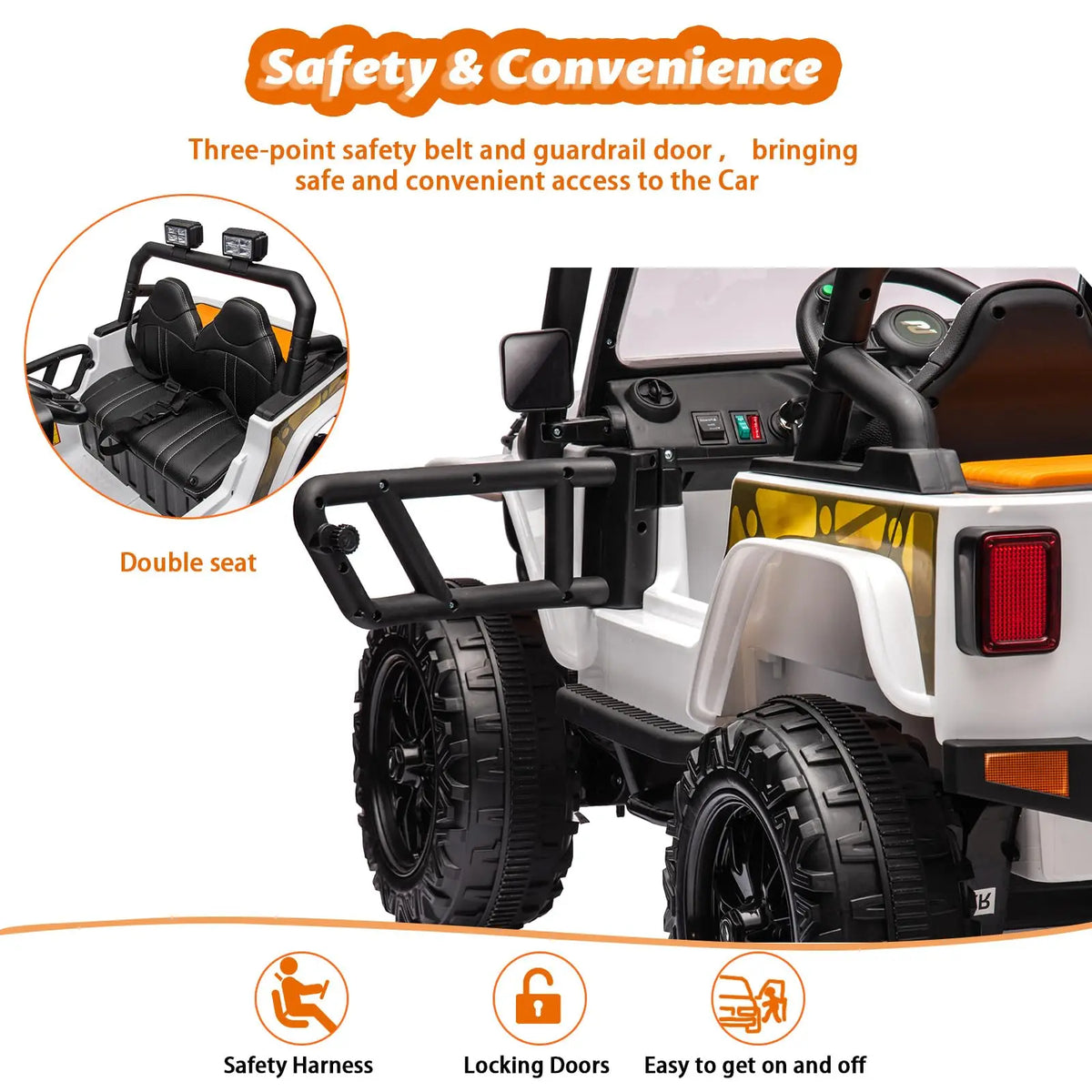 24V 2 Seater Kids Ride On Electric Truck With Remote Control, 4x55W Motors, 4WD/2WD, LED Lights, Music Player, 220 lb Capacity, 2-4 MPH