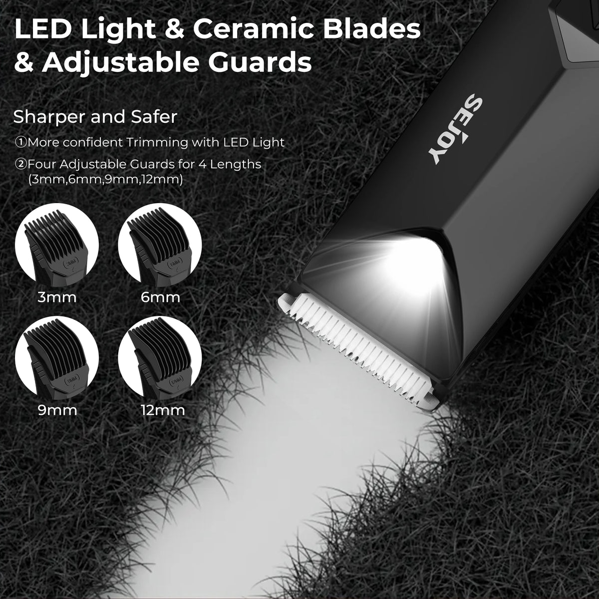 Sejoy Shaver for Men Ball Trimmer for Groin Pubic Grooming Body Hair Trimmer Replaceable Ceramic Blade Heads Electric Razor