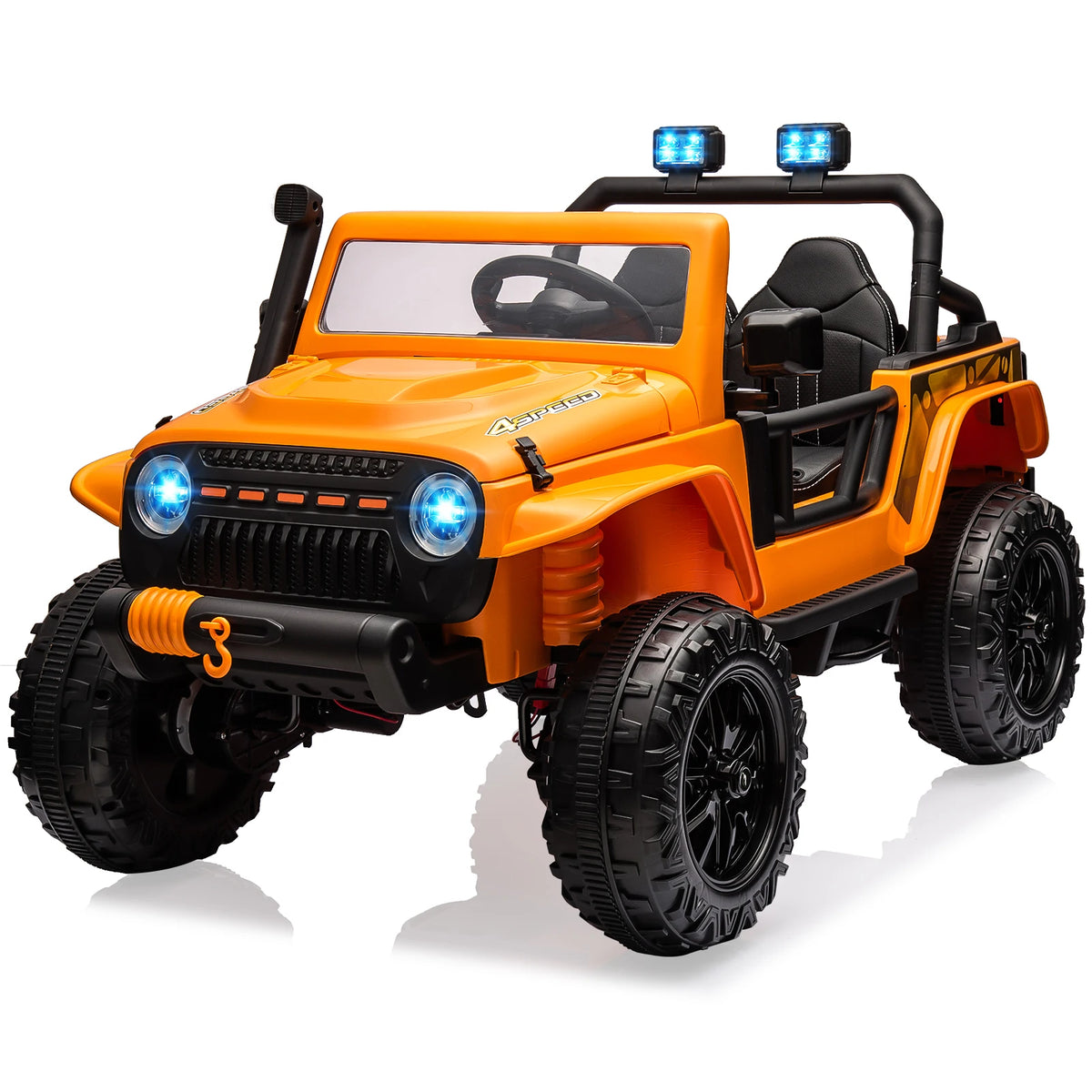 24V 2 Seater Kids Ride On Electric Truck With Remote Control, 4x55W Motors, 4WD/2WD, LED Lights, Music Player, 220 lb Capacity, 2-4 MPH