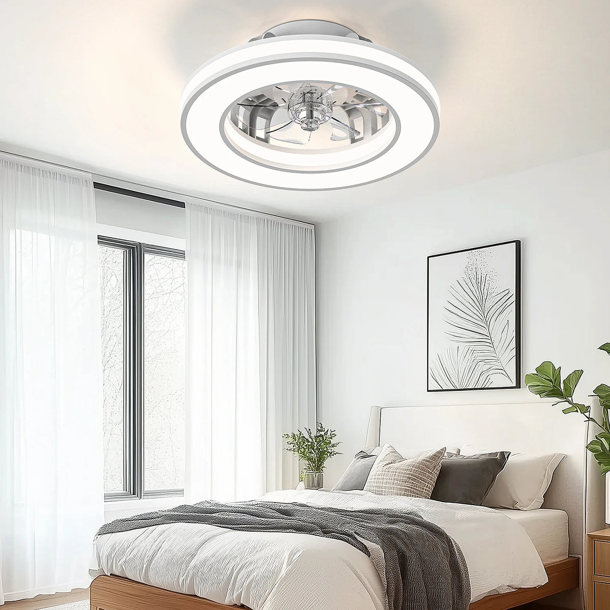 16 Inch Ceiling Fan LED Ceiling Fan Light with Remote Control Infinite Dimming 6 Levels of Wind Speed Living Room Bedroom Chandelier Fan
